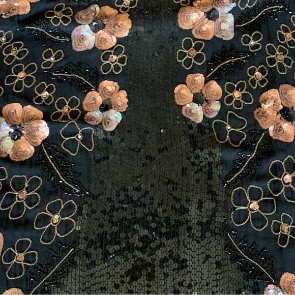 Vintage Beaded Sequin Silk Dress Size Large - Picture 12 of 16